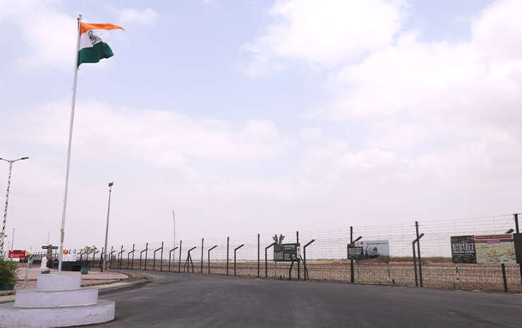 A panoramic view of the Nadabet Indo-Pak Border showcasing its scenic beauty and cultural heritage.